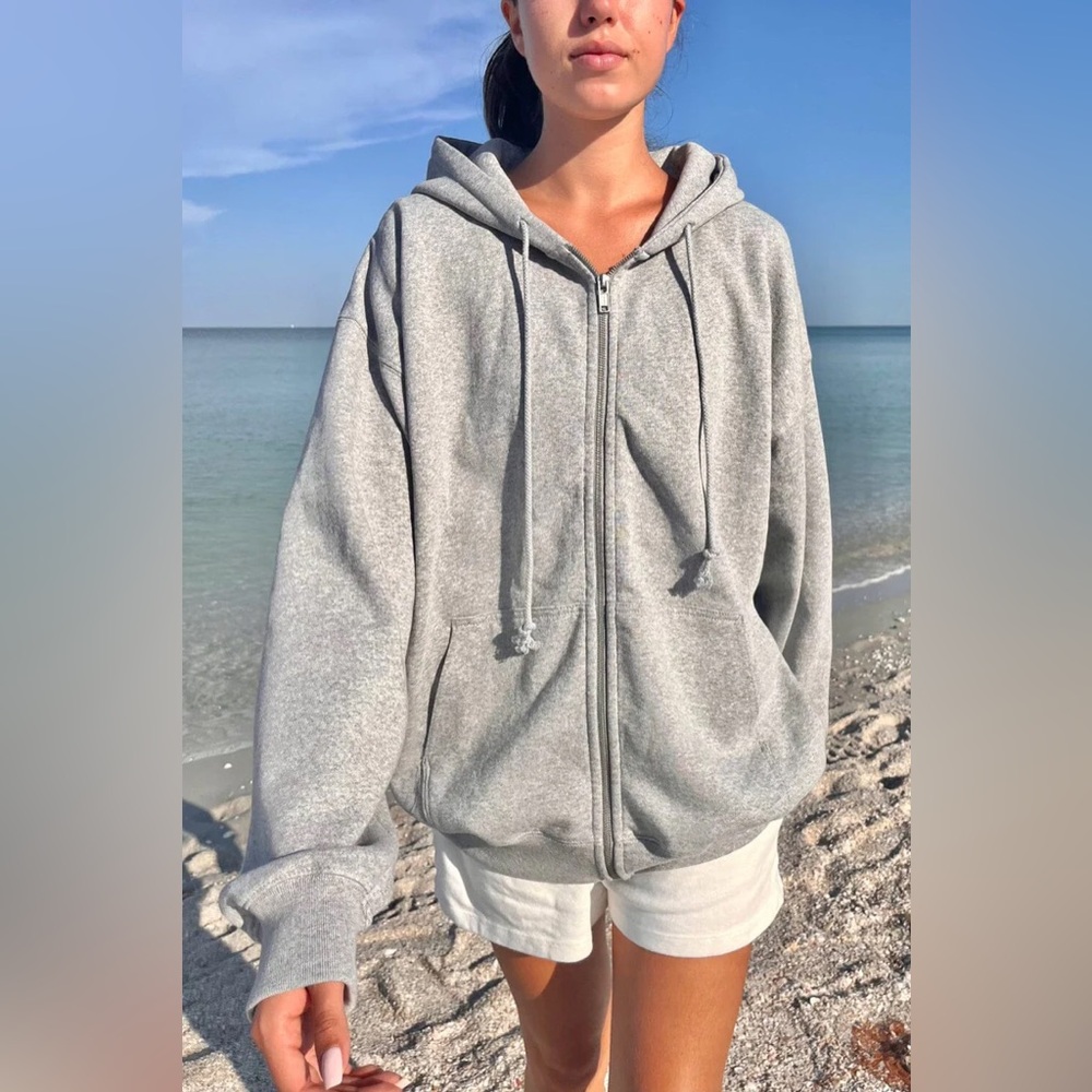 Brandy Melville Christy Heather Gray Zip Up Jacket